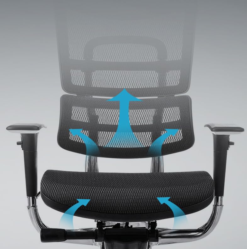 Image of Ergonomic Office Chair, Premium Mesh High Back, Adjustable Headrest,Backrest and Armrests, Black, Professional Task Chair for Work, Breathable Design