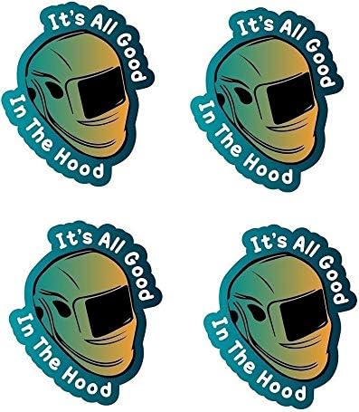 4 pieces SET | USA Welding Good in the Hood Welder | Hard Hat Sticker | Decal | Helmet Label Rude Funny