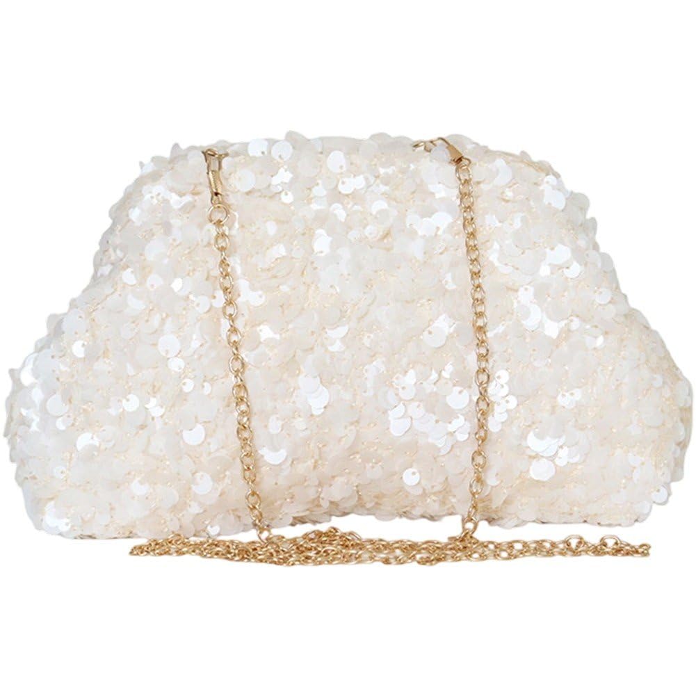 Fituenly Women's Sequin Crossbody Shoulder Bag, Sparkly Bling Evening Clutch with Adjustable Chain Strap, Small Handbag for Party Prom Bridal