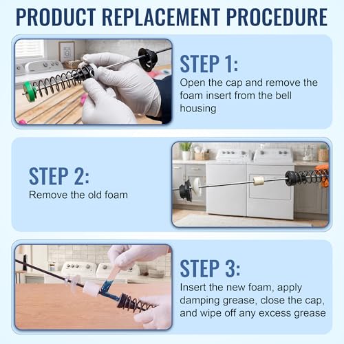 Image of 3.5 oz (100g) Washing Machine Damping Grease with 10 Foam Inserts for Suspension Rods, Vibration & Noise Reduction, Compatible with Most Top-Load Washers, Multi-Purpose Shock Absorption Grease