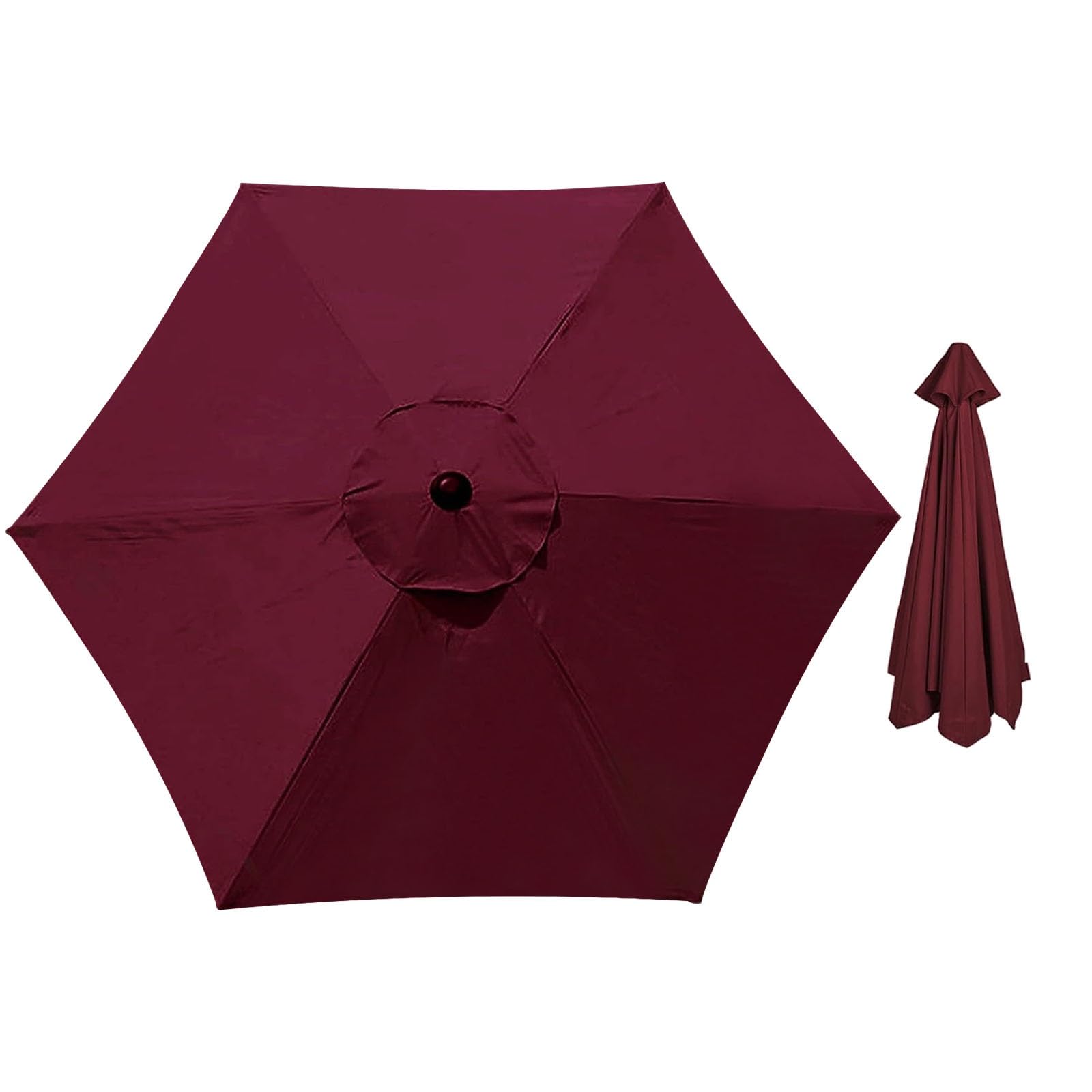 Umbrella Canopy Replacement, Outdoor Replacement Cover, Umbrella replacement top, Replacement parasol fabric cover, 6Ribs / 8 Ribs, Replacement parasol fabric cover for Garden Umbrella(Burgundy,6ribs:
