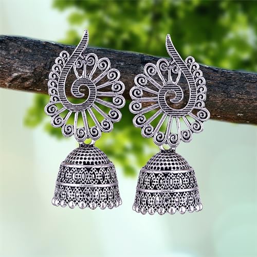 MEENAZ earrings for women fashion jhumka oxidised Silver Earrings for women Combo chandbali pearl chandbali stylish jhumkas traditional Earrings For girls South indian traditional Ear Rings -M124,