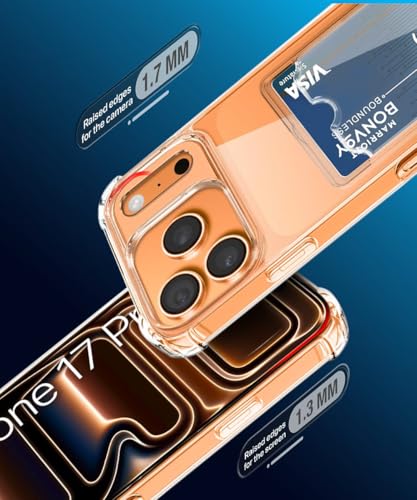 Image of WOW IMAGINE Transparent Back Cover Case for iPhone 17 Pro | Flexible Built-in Slim Card Pockets Wallet | 360 Camera Protection TPU | Soft Silicone Mobile Cover - Transparent