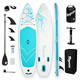 Inflatable Stand Up Paddle Board 11'×34' Extra Wide SUP, Ultra-Stable for Adults & Dog, 450lbs, Dual Chamber Pump, Fiberglass Paddle, Military Grade Dual Layer, Jellyfish Flow Design
