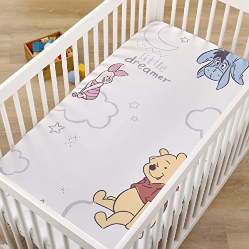 Image of Disney Winnie The Pooh Blustery Day Tan, Red and White Little Dreamer Nursery Photo Op Fitted Crib Sheet