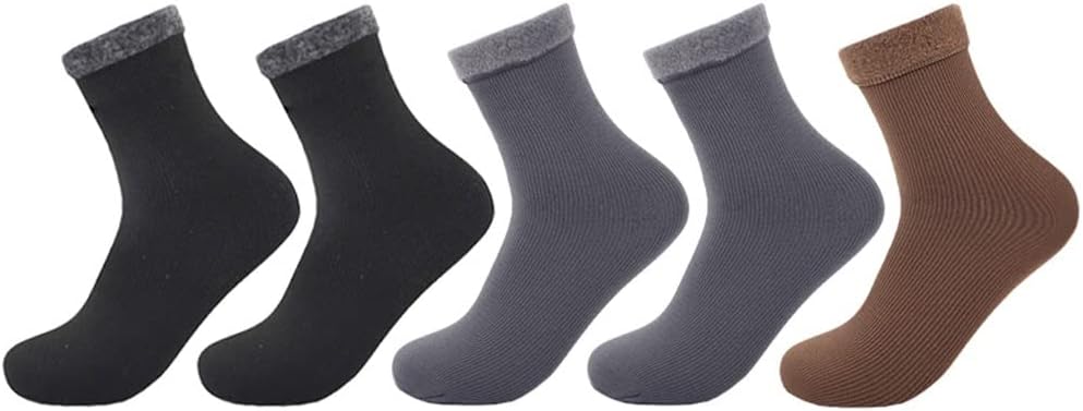 HBJWOV Men's Warm Socks Thickened Velvet Socks Autumn and Winter Snow Socks Men's Socks 5 Pairs/Batch