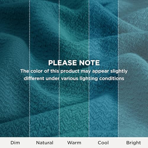 Image of Bedsure 100% Cotton Blanket, Herringbone Weave, King, Teal