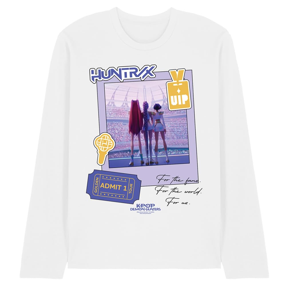Kpop Demon Hunters Huntrix Golden Tour Ticket Unisex Long Sleeve T Shirt, White, X-Large
