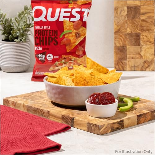 Image of Quest Nutrition Pizza Tortilla Style Protein Chips, 19g Protein, 4g Net Carbs, High Protein Snack, Low Carb, Gluten Free, 1.01 oz bags, 12 Count