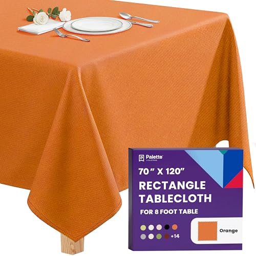 Image of Gee Di Moda Rectangle Tablecloth - 70 x 120 Inch Orange Table Cloth for 6 or 8 Foot Rectangle Tables - Heavy Duty Washable Fabric - for Holiday Party, Dinner, Weddings, Baby Shower & Events