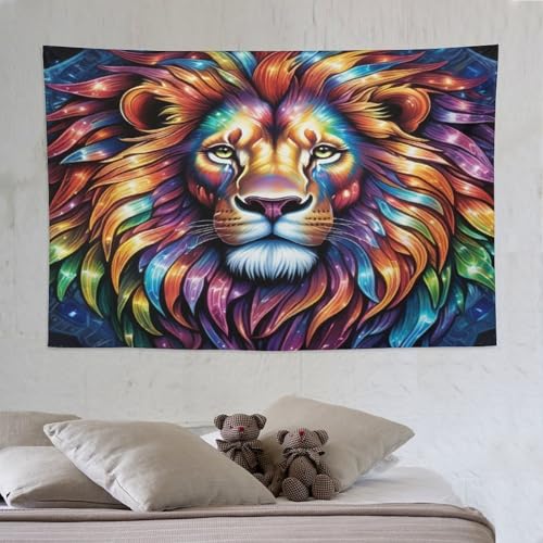 Tapisserie lion PAZZK habillage mural grand format 150x230cm pour cacher un mur blanc