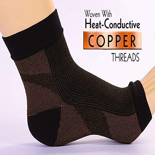 Vyoma Copper Compression Socks for Men and Women - Recovery Foot Sleeves - Plantar Fasciitis Ankle Support Socks - Stabilizer for Relief of Heel Spurs (1 Pair Of Socks) 1