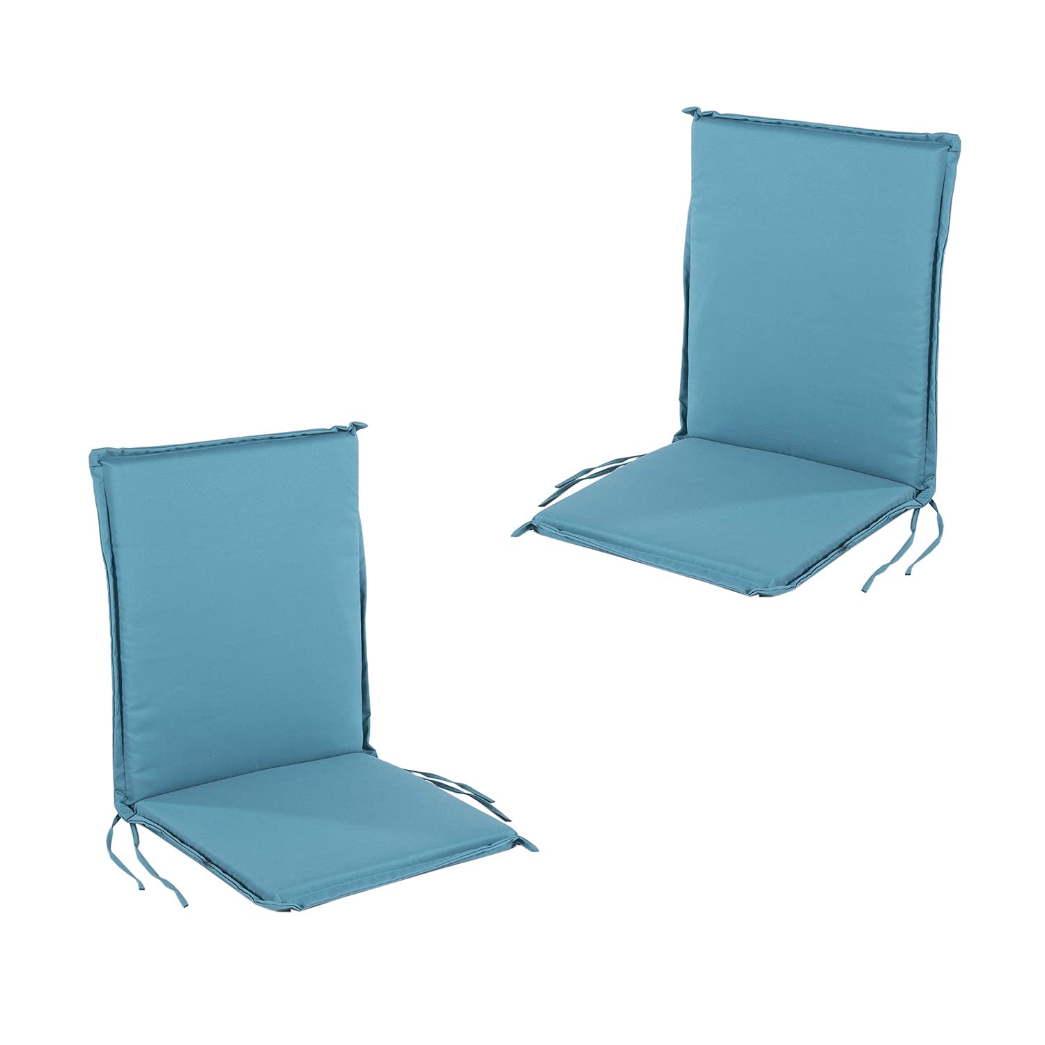 Pack 2 Cojines para sillón de jardín reclinable estándar Color Turquesa, Medidas 92x42x4 cm, Repelente al Agua, Desenfundable, Funda de cojín con Relleno para sillas de terraza, Cojines Silla Comedor