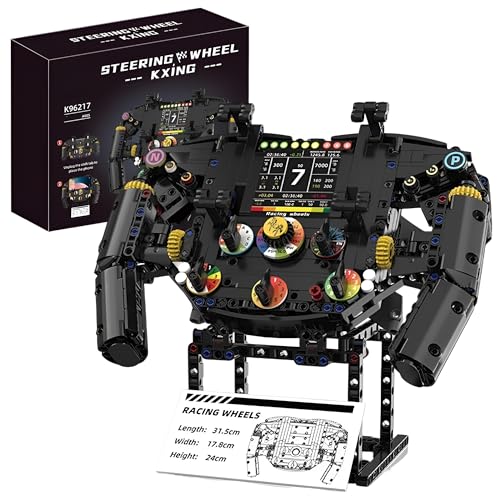 MirthMakers F1 Rennrad Lenkrad Bausatz 833PCS Mechanische Gaming SIM Rennwagen Fahrrad Ziegelsteine Kit mit beweglichen Teilen Home Office Dekor Sammlermodell für Rennfans