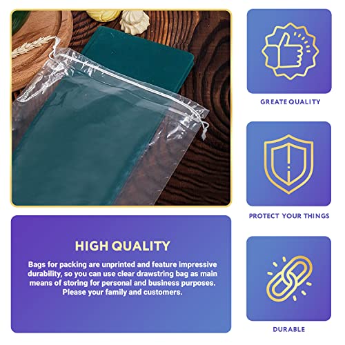 Apq Clear Drawstring Bags 12” X 16”, Pack Of 100 Waterproof Drawstring Gift Bags, 2 Mil Polyethylene Travel Shoe Bags For Packing, Shipping, Storage, Shoe Dust Bags With Double Cotton Drawstrings #TOP3