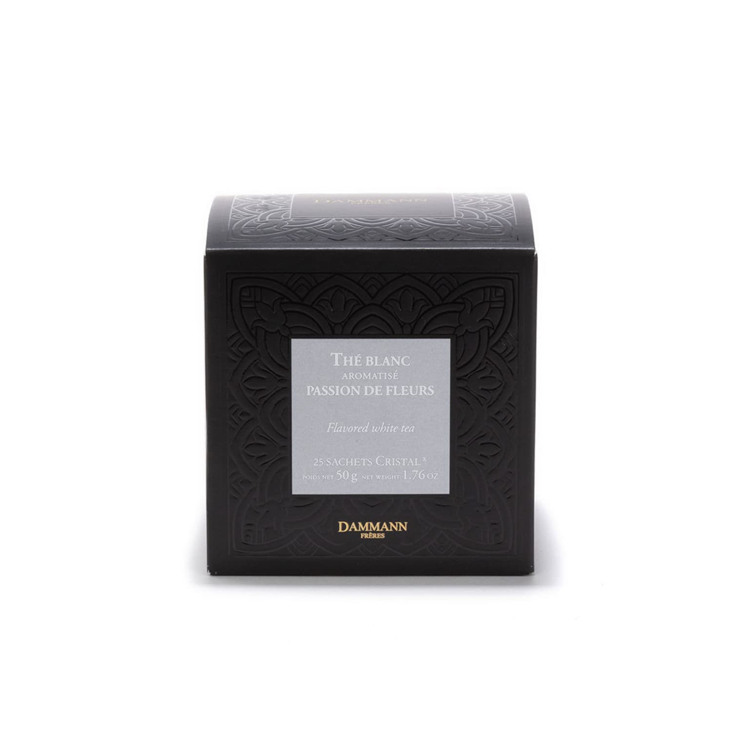 Dammann Frères | Tè Bianco e Frutto della Passione | Aroma Albicocca - 25 Bustine (50 Gr) | Petali di Fiori Aromatizzato
