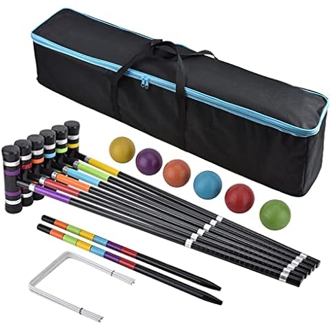 [6 Players]Premium Croquet Set for Families, BroWill Croquet Set with Carrying Bag for Yard Outdoor Lawn Backyard Games for Kids Adults All Ages, 35 Inch Cover