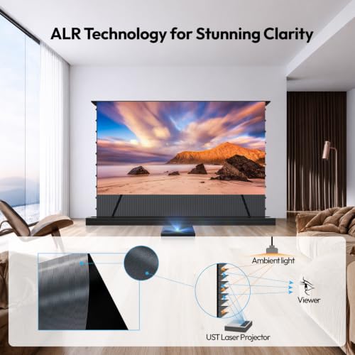 Image of NothingProjector Motorized ALR Screen for Ultra Short Throw Projector, 95% Ambient Light Rejecting, 84 inch, Floor Rising, 4K /8K UHD, Active 3D, Anti Daylight, Electric Retractable Automatic NothPJ