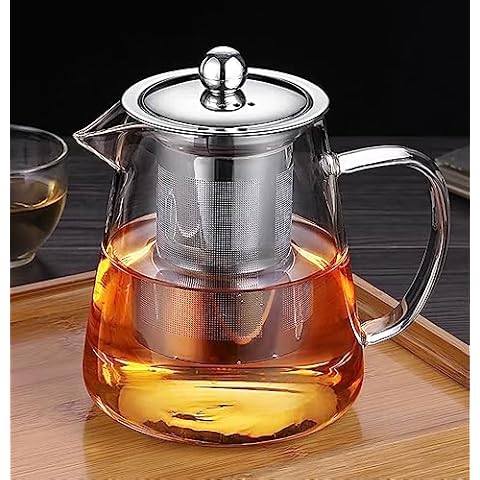 Mini Size Glass Teapot Tea Kettle-with Stainless Steel Removable Infuser for Blooming Tea & Loose Leaf Tea, Microwave & Stovetop Safe, 950ML/32oz (L-950) Cover