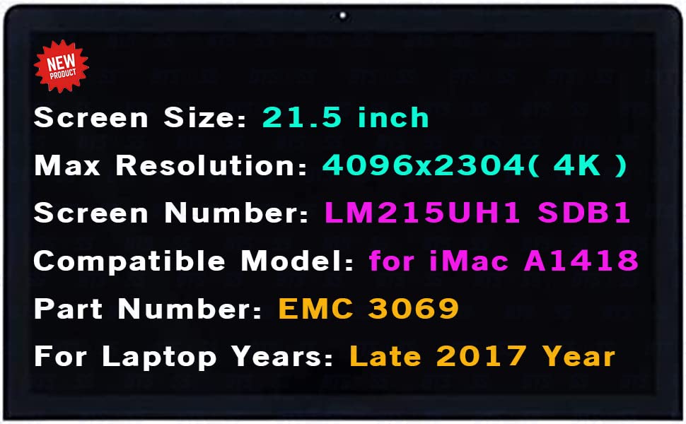 Image of LCD Replacement LM215UH1(SD)(B1) SDB1 SD B1 for Apple iMac A1418 Mid 2017 Year EMC 3069 4K Retina 21.5 inch Screen Display Panel + Front Glass Cover with Adhesive