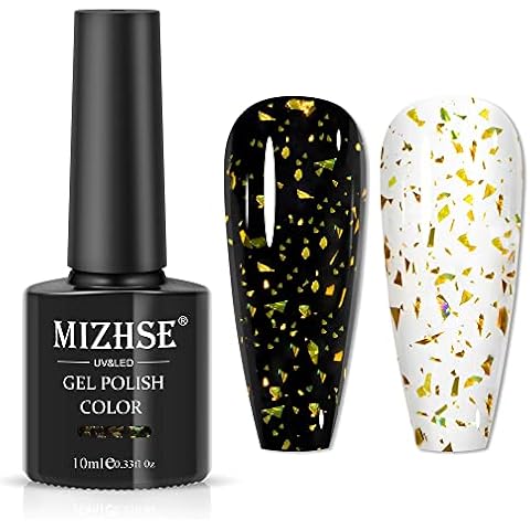 MIZHSE Gel de capa superior de uñas con purpurina Cover