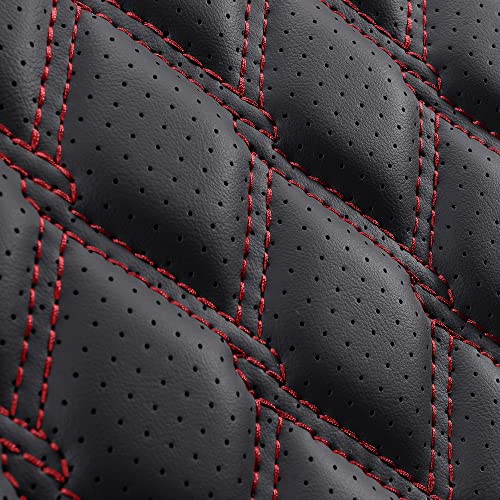 Huidasource Car Seat Covers For Dodge Ram, Full Coverage Waterproof Leather Pickup Truck Seat Cushion Protector Fit For 2009-2018 1500, 2010-2023 2500/3500 Quad Crew Mega Cab(Full Set/Black&Red) #TOP7