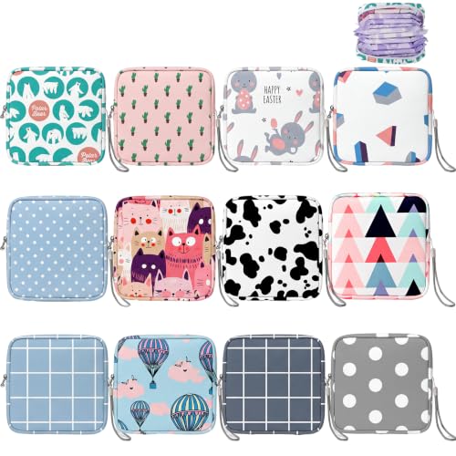 Image of Paterr 12 Pcs Period Pouch Pad Bag with Lanyard for Teen Girls Portable