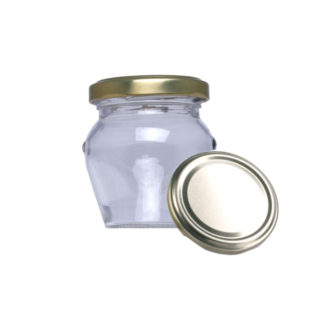Barattoli in vetro con coperchio per dolcetti cucina, regalo di matrimonio, comunione, bomboniere, barattoli, in vetro, design esclusivo, 106 ml (21 unità)