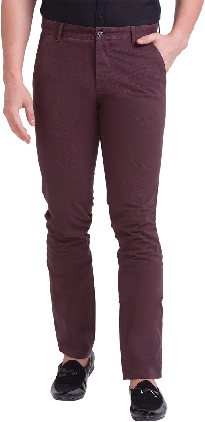 Parx Men's Flat Front Low Rise Tapered Fit Dark Blue Casual Trouser