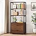 Tribesigns Bookcase, 4-Tier Rustic Bookshelf with 2 Drawers, Etagere Standard Book Shelves Display Shelf for Home Office