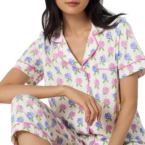 Image of Bed Head PJs Womens Matching Pajamas - Soft Organic Cotton Button Down PJ Shirt & Cropped Pants Set - Loungewear & Sleepwear