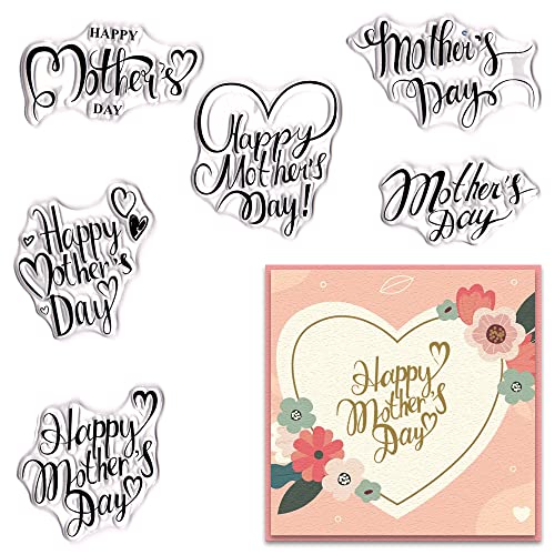Hying Happy Mother's Day Clear Stamps for Card Making, Mother Day Blessing Words Transparent Rubber Stamps for Bullet Journal DIY Scrapbook Decoration Handmade Crafts Notebook