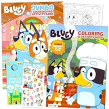 Bluey Coloring Books for Kids Ages 4-8 - Bundle with Cartoon Coloring Pages, Activities, Games Plus Stickers, More | Bluey Activity Book Set for Girls, Boys, Kids