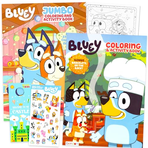 Bluey Coloring Books for Toddlers Kids 4-8 - 2pk Activity Bundle + Stickers