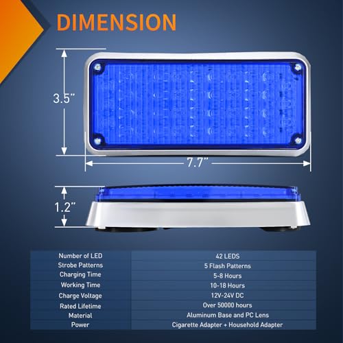 Image of Nilight 2PCS Blue Strobe Magnetic Lights Surface Mount Waterproof | Portable Warning Hazard Light 42LED 5 Patterns for 12V 24V Off Road Eergency Vehicles