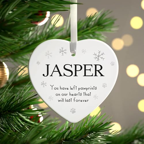 Personalised Dog Memory Christmas Bauble, Pet Puppy Memorial Xmas Decoration Gift, In Memory Of Cat Dog Pet Animal Ornament, With Gift Box