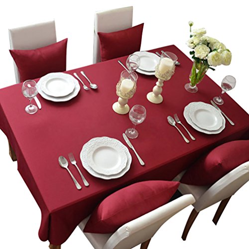 NiSeng Nappe de Table Polyester Rectangulaire Carrée - Nappes Anti Taches/Nappe Decoration pour Mariage, Cuisine d Exterieur Bordeaux 90x90 cm