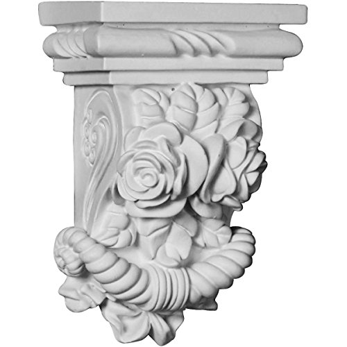 Image of Ekena Millwork COR04X02X06RO 3 7 /8 inch W x 2 1 /4 inch D x 5 3 /4 inch H Rose Corbel, White