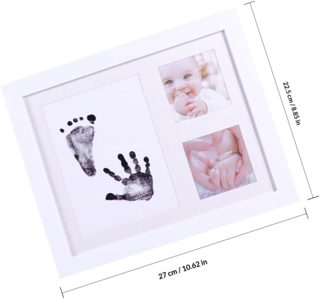 Handprint and Footprint Picture Frame for Nursery Décor, Record Photo Holder with White Pp Plastic, Keepsake for Newborn and Memory Display