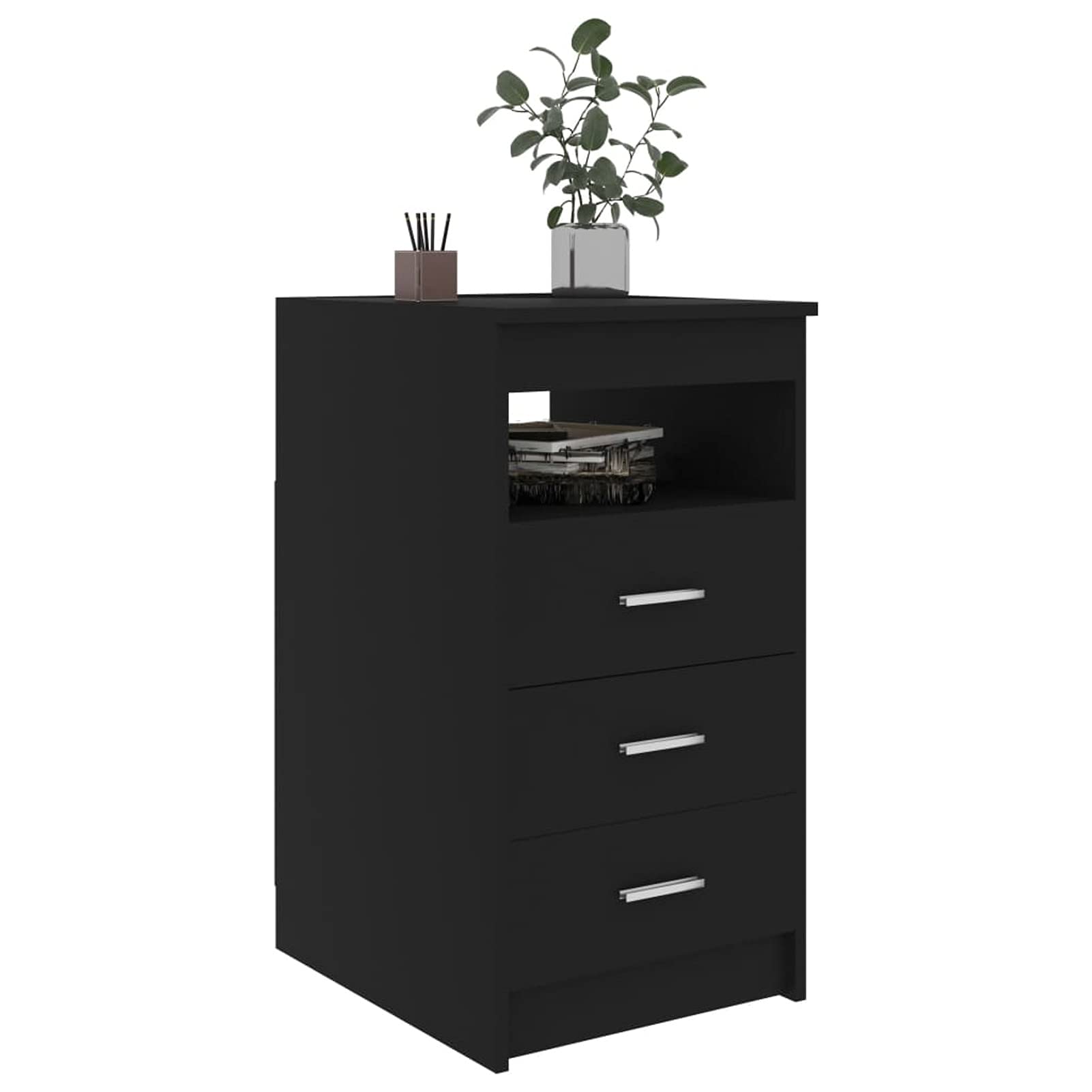 ShGaxin Cassettiera Nera 40x50x76 cm in Legno Multistrato,Cassettiera,Cassettiera Salvaspazio,Cassettiera Scrivania,Cassettiera Camera da Letto-801806