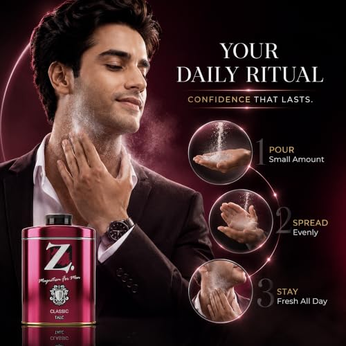Image of Z Magnetism Classic Deodorizing Talcum Powder for Men (200g) | Signature Woody & Musky Fragrance | Fights Body Odor & Ensures Long Lasting Freshness | Suitable for All Skin Types 200x3 (Pack of 3)