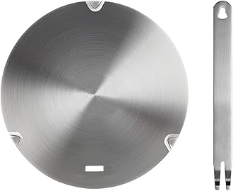 22CM Stainless Steel Plate,Grourarty Heat Induction Adapter Plate with Detachable Handle,Heat Diffuser Cooking Induction Adapter,Heat Diffuser induction plate Disk for Milk Coffee Cookware