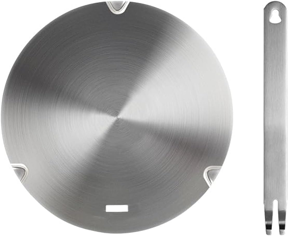 22CM Stainless Steel Plate,Grourarty Heat Induction Adapter Plate with Detachable Handle,Heat Diffuser Cooking Induction Adapter,Heat Diffuser induction plate Disk for Milk Coffee Cookware