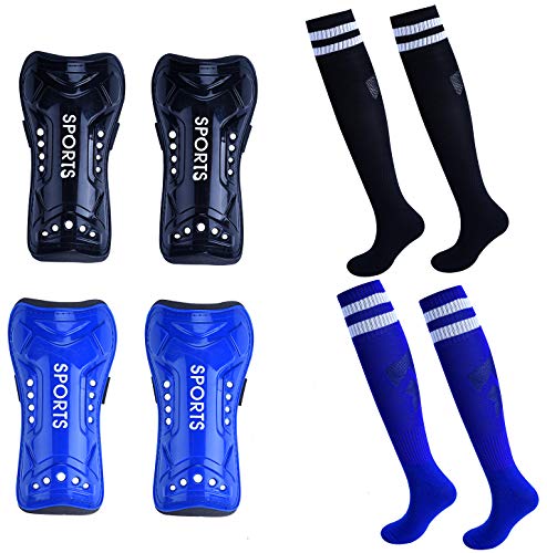 JCREN Soccer Shin Guards,2 Pair Youth Soccer Shin Pads,2 Pair Long Sleeve Soccer
