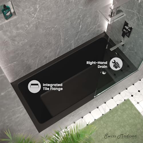 Image of Swiss Madison Voltaire 60 inch x 30 inch Right-Hand Drain Alcove Bathtub in Matte Black