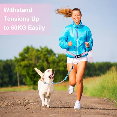 Joggingleine Hunde Freihändig Laufleine für Hunde Reflektierend Bauchgurt Hundeleine Dog Leash 145-225 cm Joggingleine mit Bauchgurt Ruckdämpfend für Jogging Laufleine für Große bis 50kg