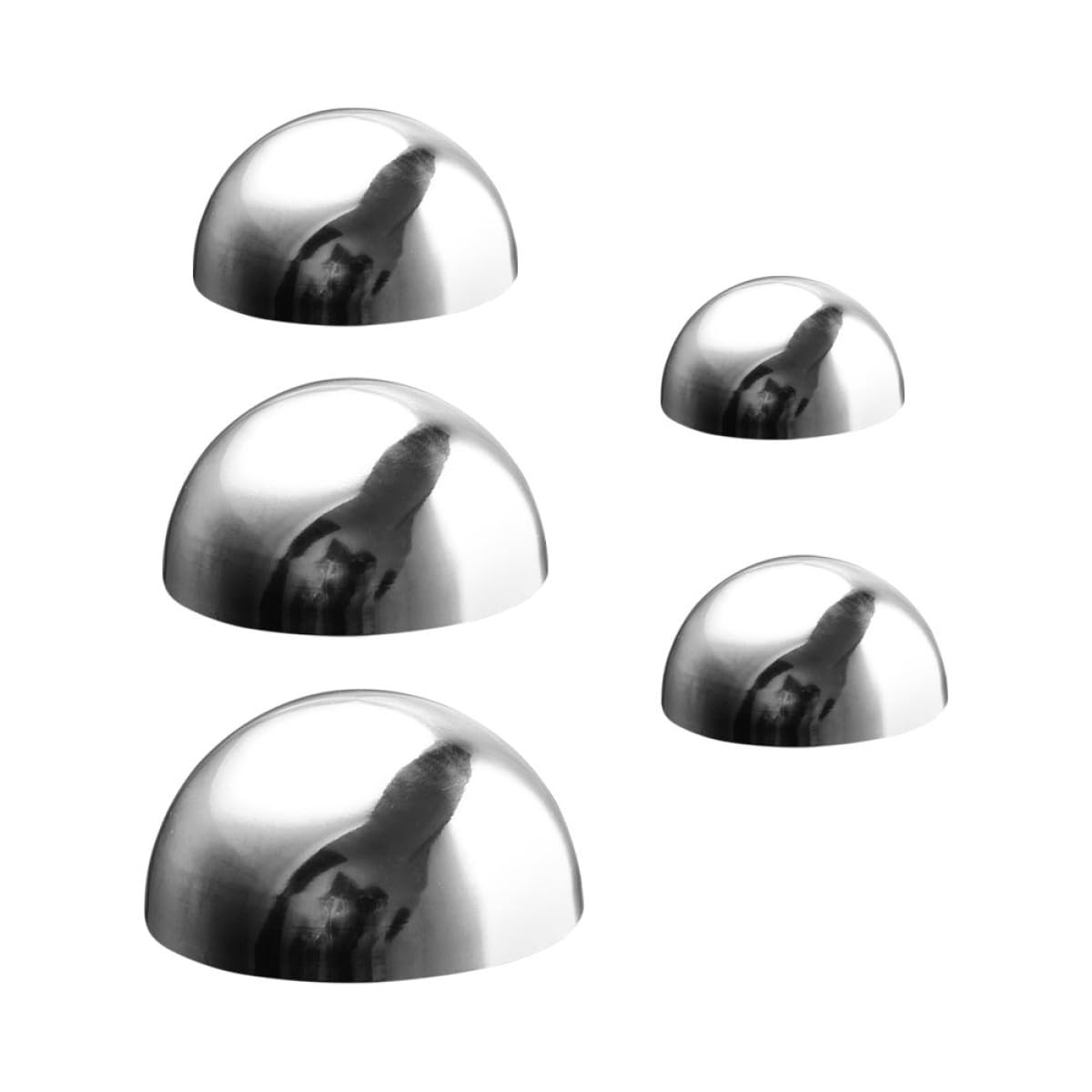 INOOMP Set 5 Sfere a Mezza Sfera in Acciaio Lucidato per Decorazioni Riflettenti da Giardino, Dimensioni Multiple per Uso Esterno Estivo