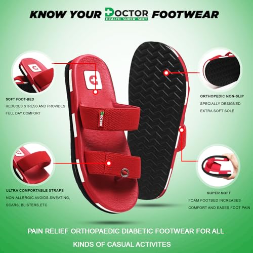 Image of DOCTOR HEALTH SUPER SOFT Men's Casual Slippers with Soft Cushioned Sole, Double Strap with Toe Loop Design, Lightweight Anti-Slip Everyday Wear Slippers for Home and Outdoor Use