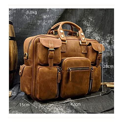 Genuine Leather Duffle Bags for Men, Travel Bags for Men Handbags Briefcases Mens Shoulder Bags (Color : Brown)2