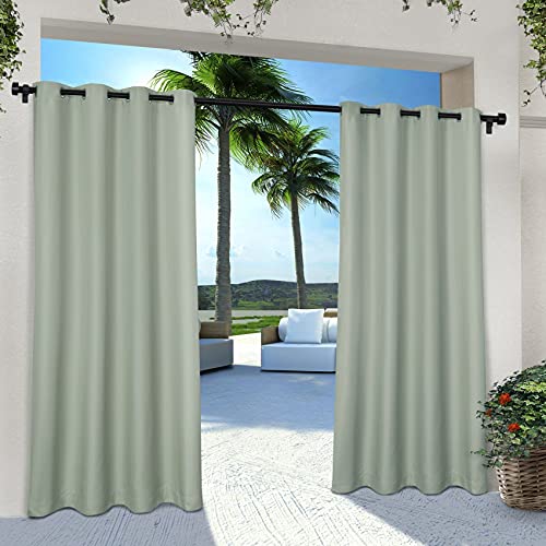 Exclusive Home Curtains EH7999-02 2-84G Indoor/Outdoor Solid Cabana Grommet Top Window Curtain Panel, Polyester, Seafoam, 54x84